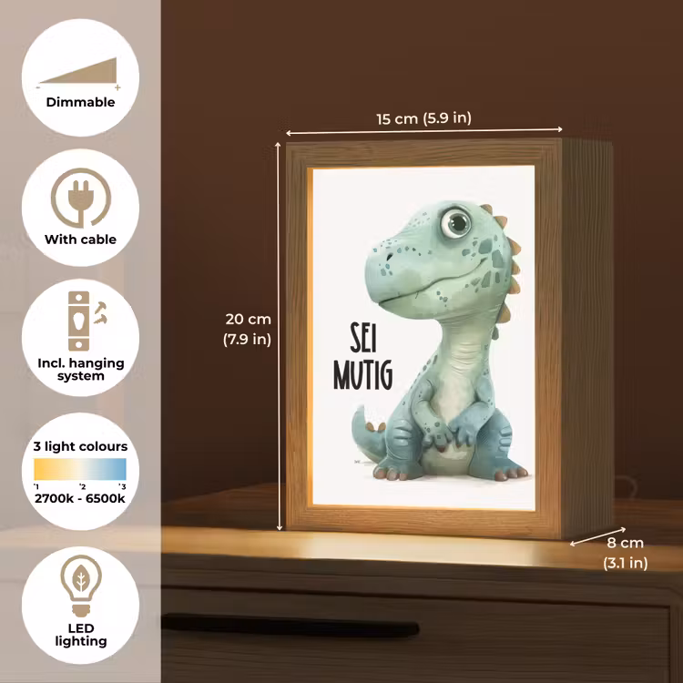 Draak - Wees moedig - Quote Light Box met kabel (Kinderlampje) klein -USP_EN