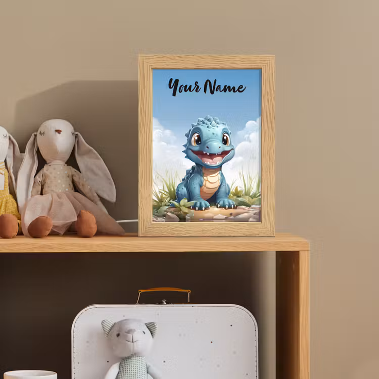 Draak - Blauw - Jongens - Kinderen Light Box met kabel (Kinderlampje) klein -sfeer2_kind