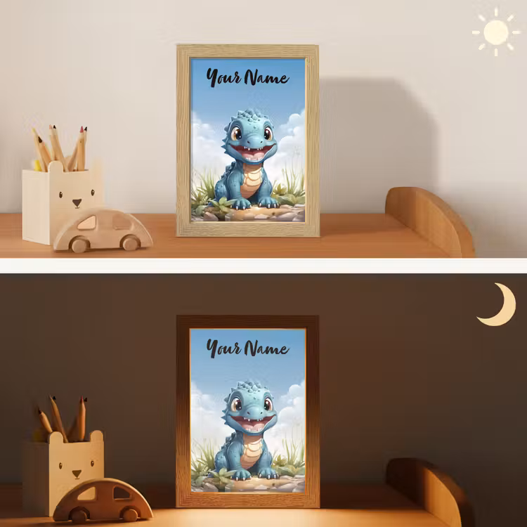 Draak - Blauw - Jongens - Kinderen Light Box met kabel (Kinderlampje) klein -sfeer3_kind