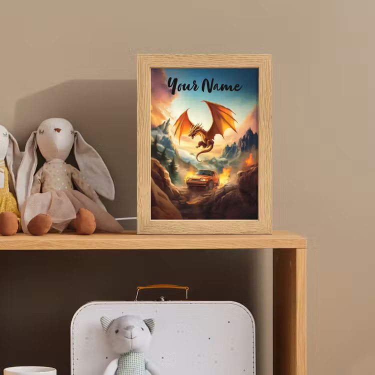 Draak - Auto - Bergen - Vuur Light Box met kabel (Kinderlampje) klein -sfeer2_kind