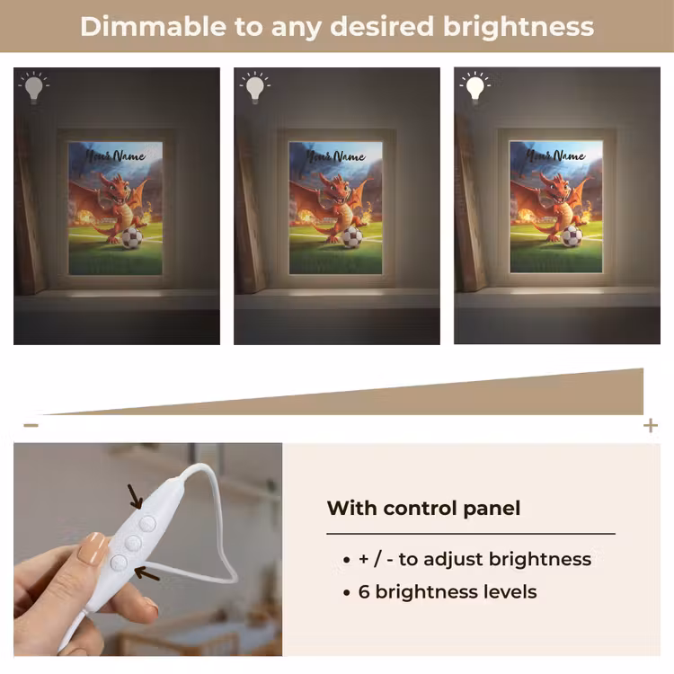 Draak - Voetbal - Vuur - Stadion Light Box met kabel (Kinderlampje) klein -USP_dimbaarEN