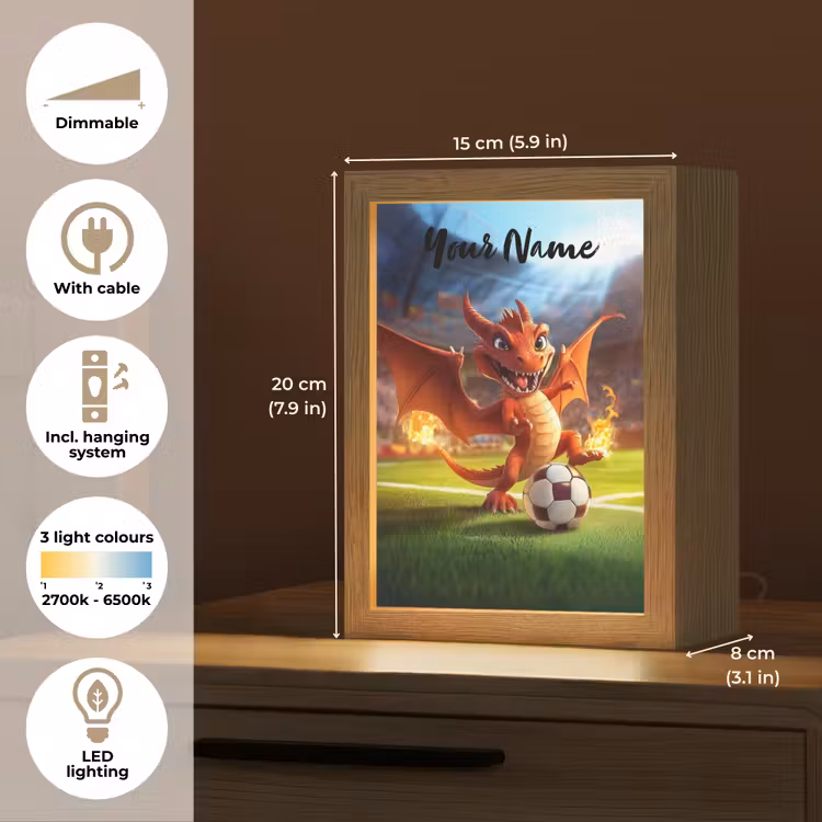 Draak - Voetbal - Vuur - Stadion Light Box met kabel (Kinderlampje) klein -USP_EN