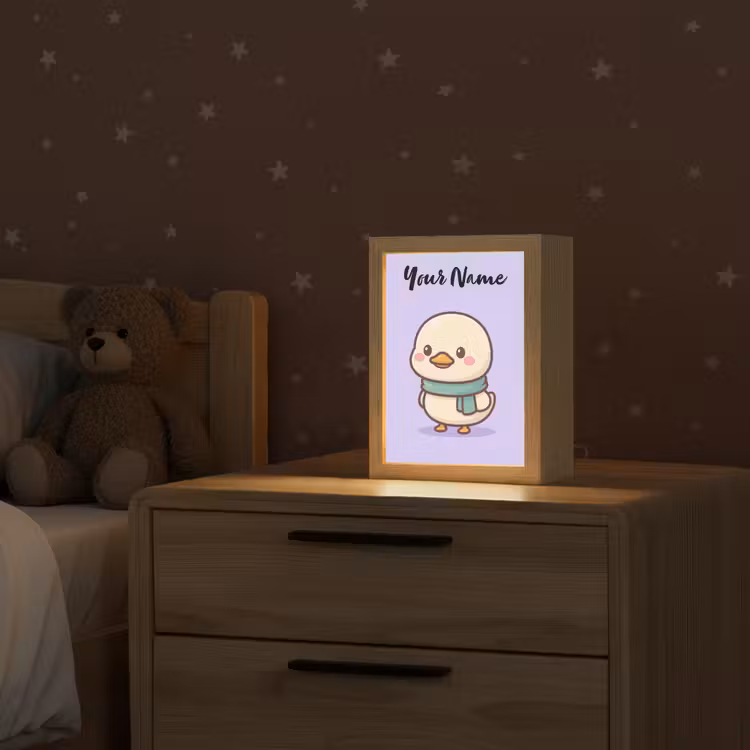 Eend - Paars - Sjaal Light Box met kabel (Kinderlampje) klein -sfeer1_kind