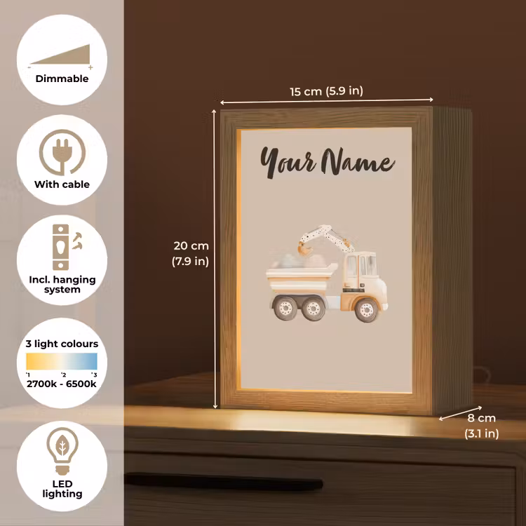 Kiepwagen - Auto - Beige - Stenen Light Box met kabel (Kinderlampje) klein -USP_EN