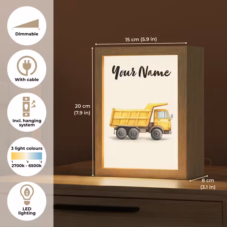 Kiepwagen - Getekend - Geel Light Box met kabel (Kinderlampje) klein -USP_EN