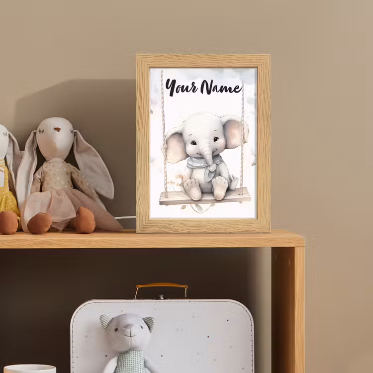 Olifant - Dier - Kinderen Light Box met kabel (Kinderlampje) klein -sfeer2_kind