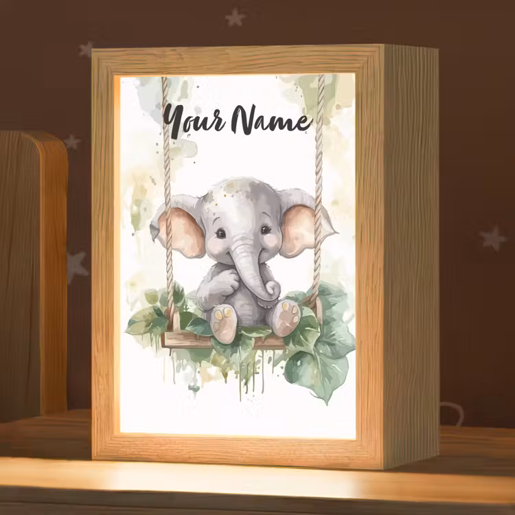 Olifant - Dier - Kinderen - Jungle Light Box met kabel (Kinderlampje) klein -zzz_3d_website