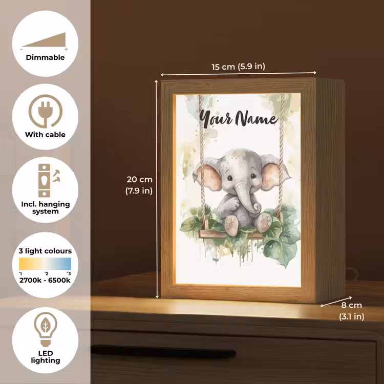 Olifant - Dier - Kinderen - Jungle Light Box met kabel (Kinderlampje) klein -USP_EN