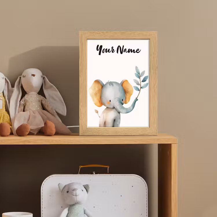 Olifant - Dier - Pastel kleuren Light Box met kabel (Kinderlampje) klein -sfeer2_kind