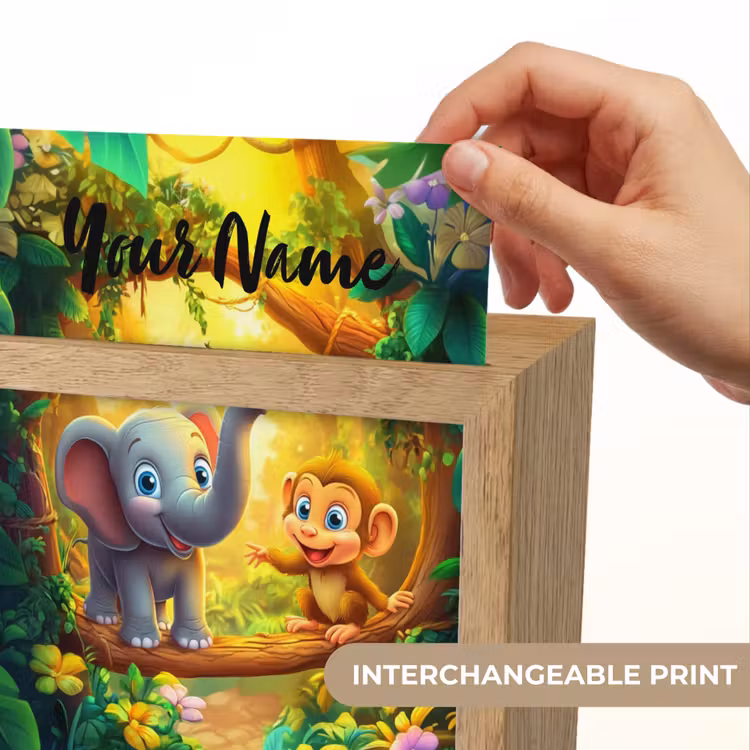 Olifant - Appje - Jungle - Kleurrijk Light Box met kabel (Kinderlampje) klein -USP_websiteprintEN