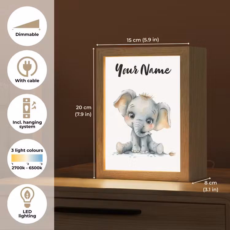 Olifant - Baby dier Light Box met kabel (Kinderlampje) klein -USP_EN