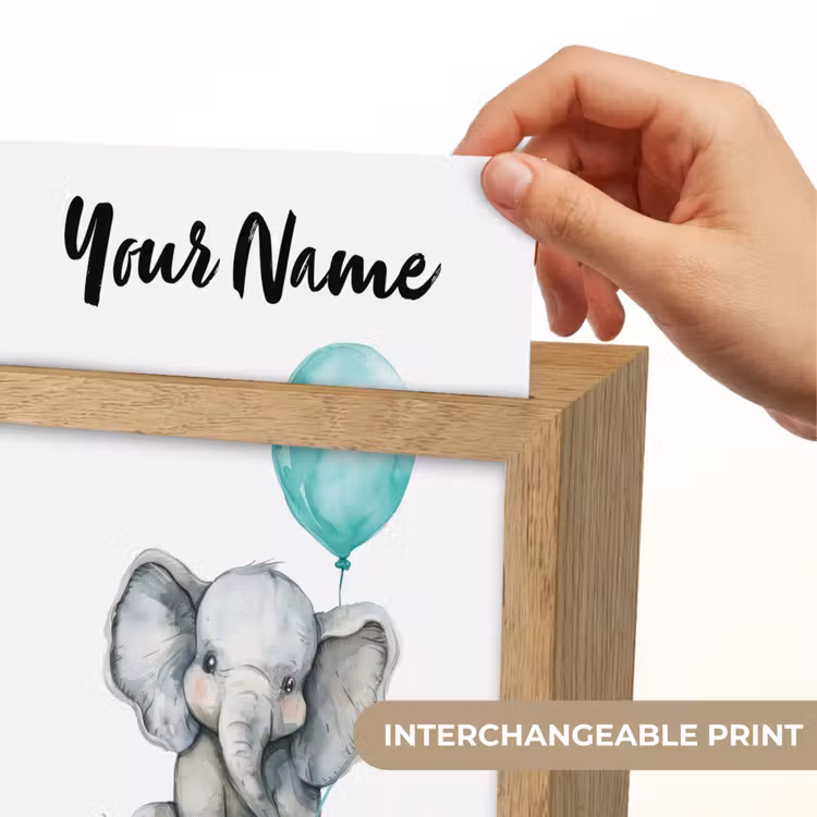 Olifant - Baby - Dieren - Blauwe ballon Light Box met kabel (Kinderlampje) klein -USP_websiteprintEN
