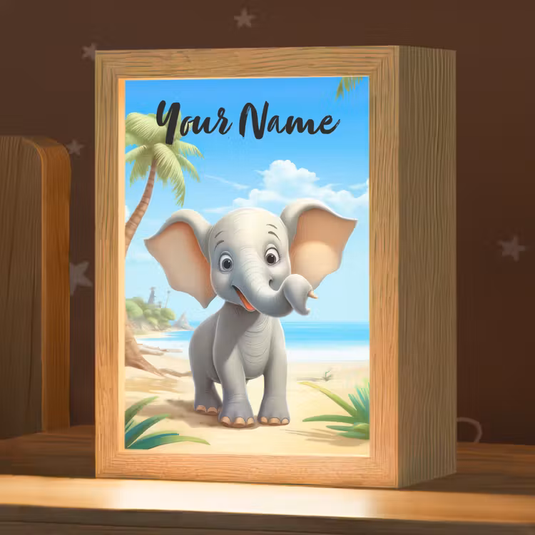 Olifant - Strand - Dieren - Meisjes - Kind Light Box met kabel (Kinderlampje) klein -zzz_3d_website