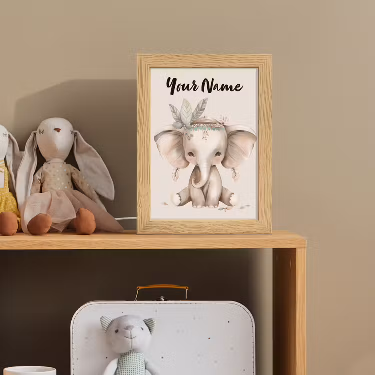 Olifant - Bohemian - Dieren - Boho Light Box met kabel (Kinderlampje) klein -sfeer2_kind