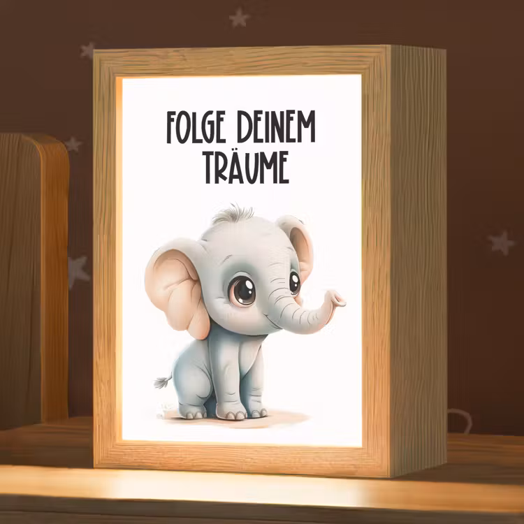 Olifant - Volg je dromen - Quote - Dier Light Box met kabel klein -zzz_3d_website
