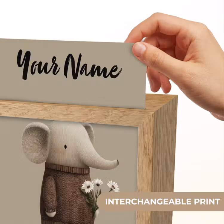 Olifant - Witte bloemen - Kindvriendelijk Light Box met kabel (Kinderlampje) klein -USP_websiteprintEN