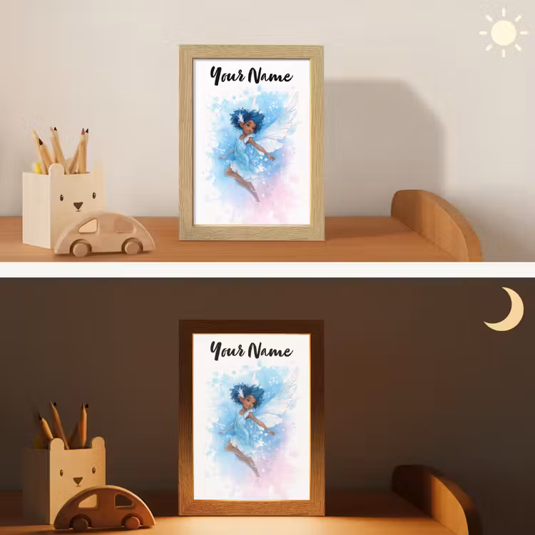 Elf - Blauw - Magie - Roze Light Box met kabel (Kinderlampje) klein -sfeer3_kind