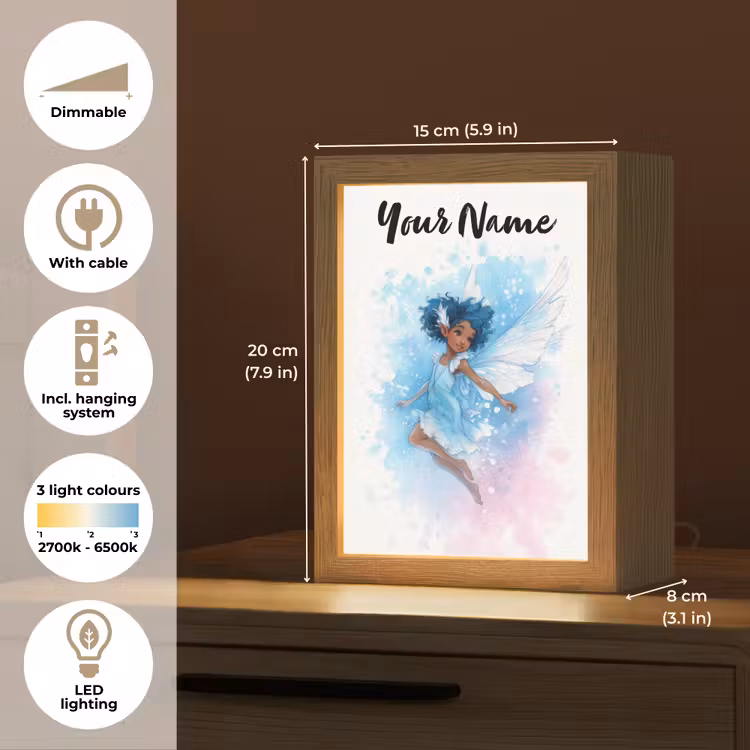 Elf - Blauw - Magie - Roze Light Box met kabel (Kinderlampje) klein -USP_EN