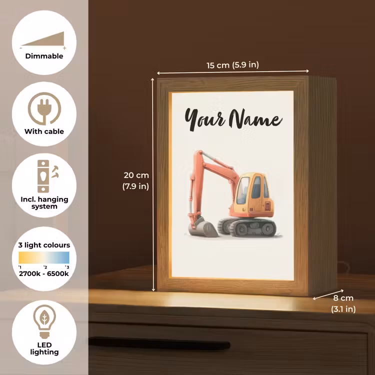 Graafmachine - Getekend - Oranje Light Box met kabel (Kinderlampje) klein -USP_EN