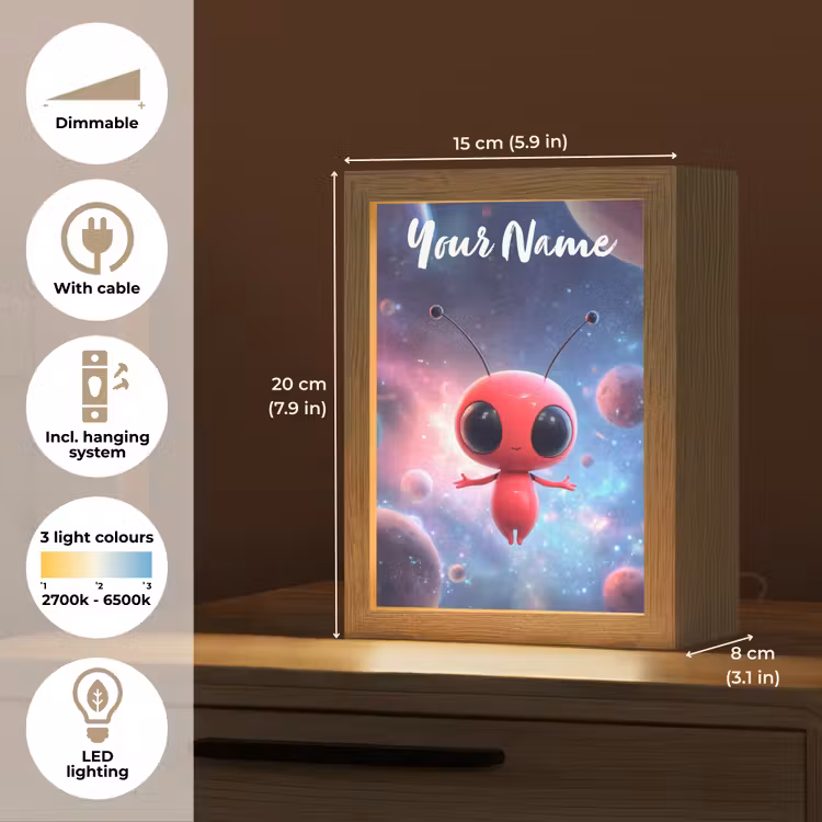 Buitenaards wezen - Rood - Planeten Light Box met kabel (Kinderlampje) klein -USP_EN