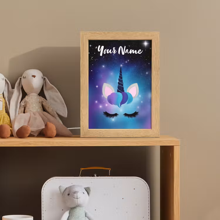 Wimpers - Eenhoorn - Sterren - Blauw Light Box met kabel (Kinderlampje) klein -sfeer2_kind