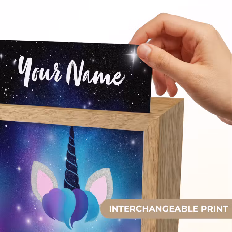 Wimpers - Eenhoorn - Sterren - Blauw Light Box met kabel (Kinderlampje) klein -USP_websiteprintEN