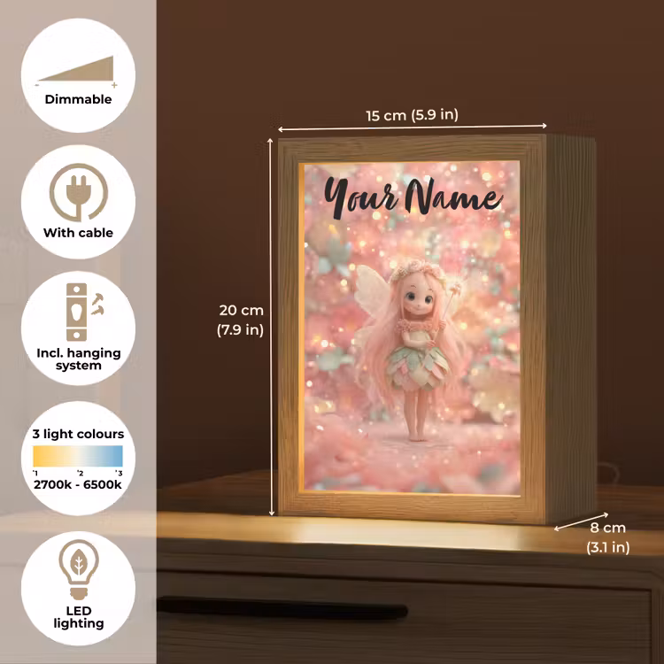 Fee - Bloemen - Roze Light Box met kabel (Kinderlampje) klein -USP_EN