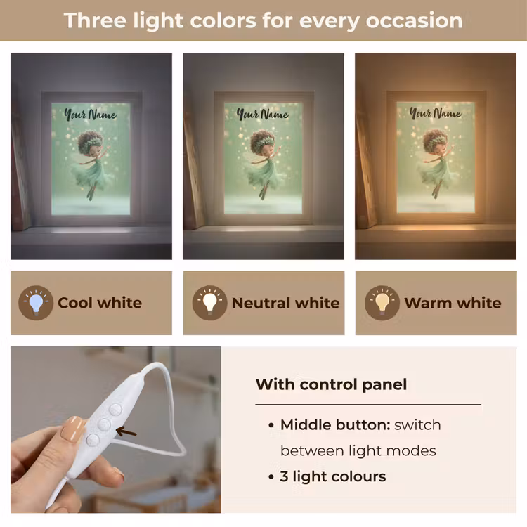 Fee - Groen - Sprookje - Sterren Light Box met kabel (Kinderlampje) klein -USP_lichtkleurEN