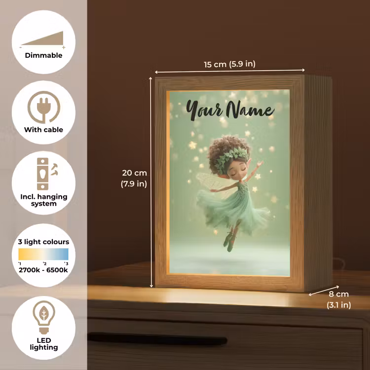 Fee - Groen - Sprookje - Sterren Light Box met kabel (Kinderlampje) klein -USP_EN