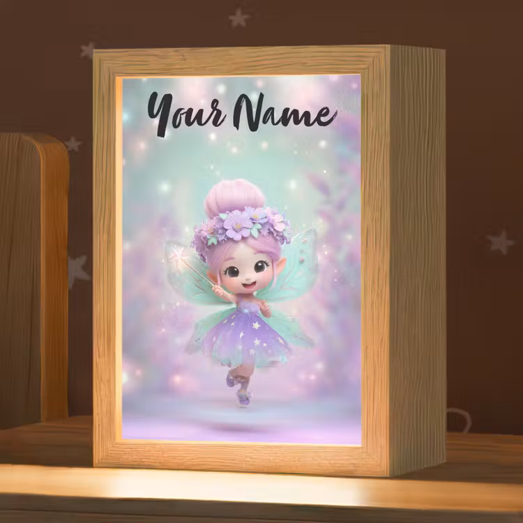 Fee - Paars - Sprookje Light Box met kabel (Kinderlampje) klein -zzz_3d_website