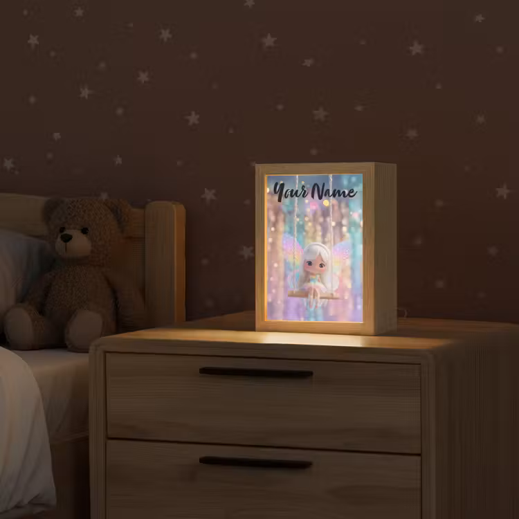 Fee - Schommel - Paars - Glinsters Light Box met kabel (Kinderlampje) klein -sfeer1_kind