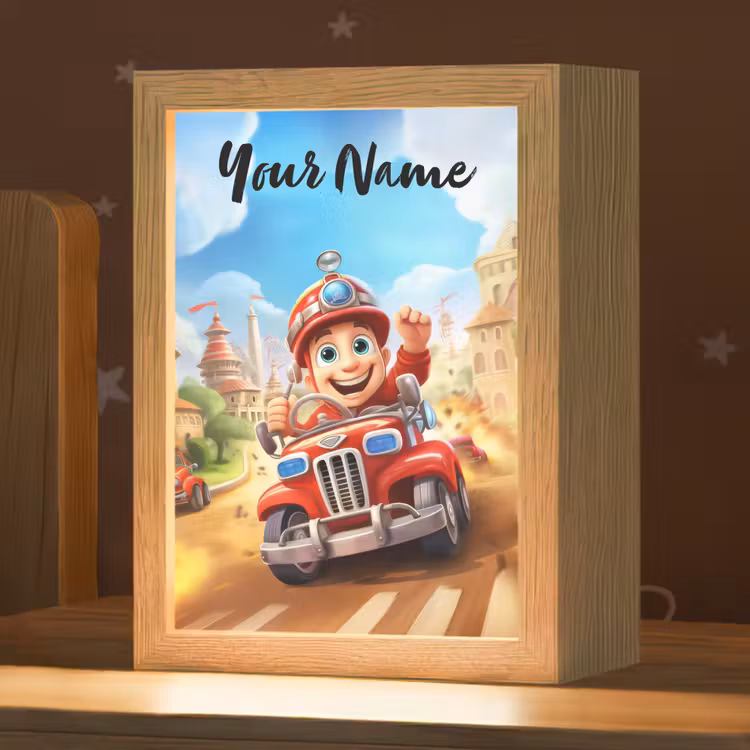 Brandweer - Jongens - Kinderen - Auto Light Box met kabel (Kinderlampje) klein -zzz_3d_website