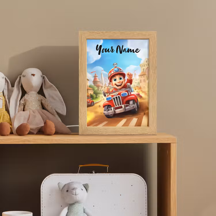 Brandweer - Jongens - Kinderen - Auto Light Box met kabel (Kinderlampje) klein -sfeer2_kind