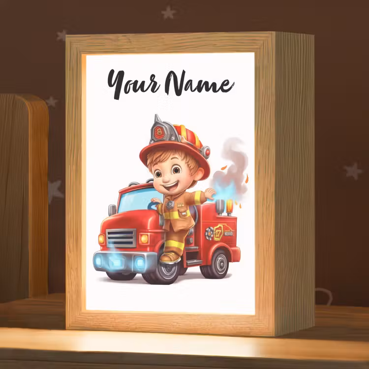 Brandweerwagen - Jongens - Kind - Rood Light Box met kabel (Kinderlampje) klein -zzz_3d_website