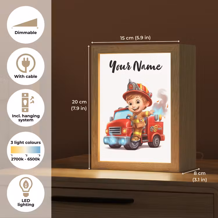 Brandweerwagen - Jongens - Kind - Rood Light Box met kabel (Kinderlampje) klein -USP_EN