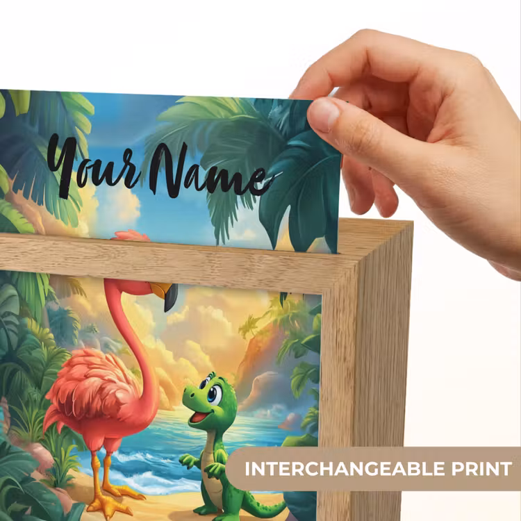 Flamingo - Dinosaurus - Strand - Kleurrijk Light Box met kabel (Kinderlampje) klein -USP_websiteprintEN