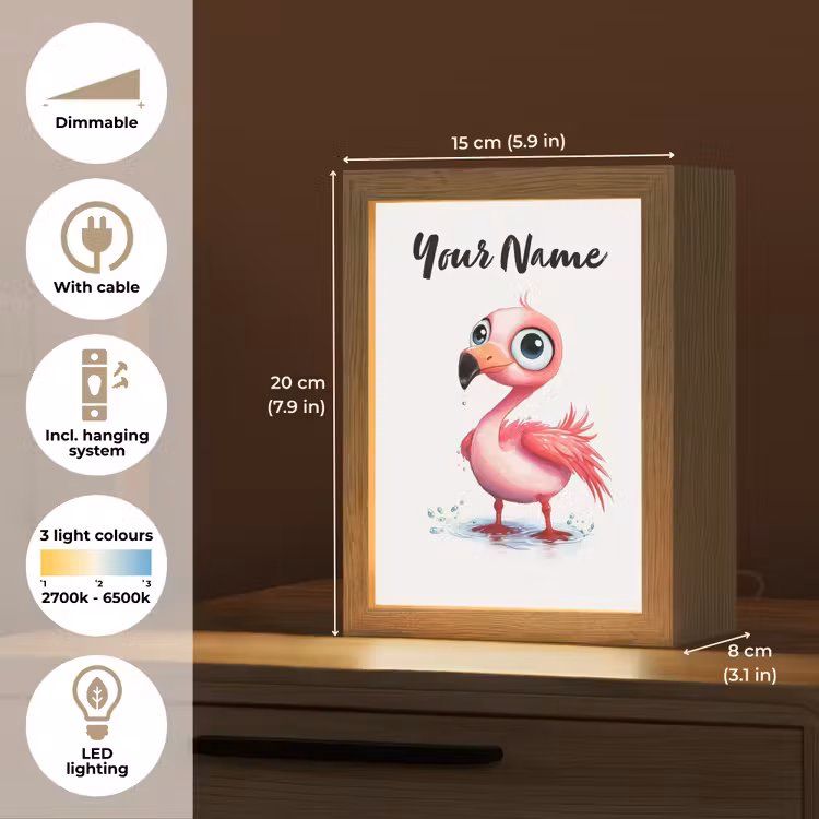 Flamingo - Roze - Water Light Box met kabel (Kinderlampje) klein -USP_EN