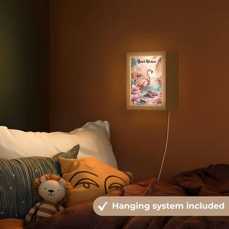 Flamingo - Schildpad - Roze Light Box met kabel (Kinderlampje) klein -sfeer5_kind_EN