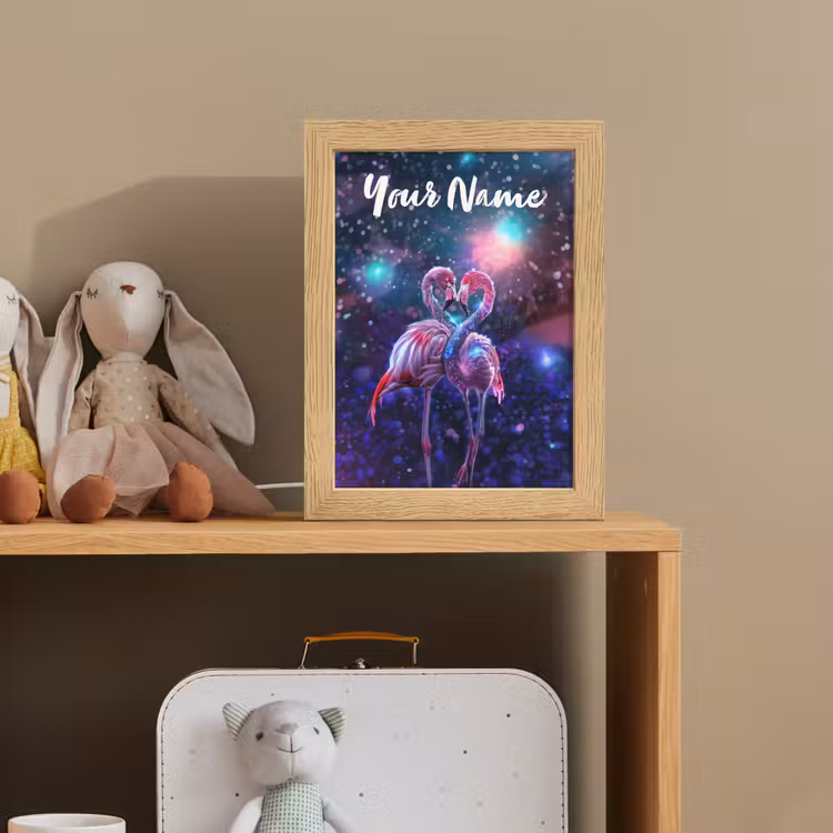 Flamingo's - Dieren - Ruimte - Galaxy Light Box met kabel (Kinderlampje) klein -sfeer2_kind