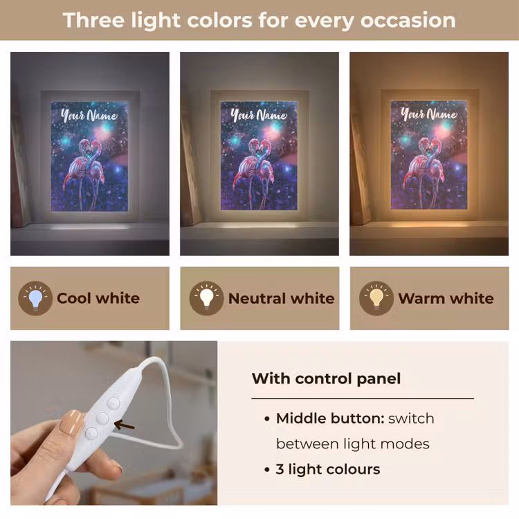 Flamingo's - Dieren - Ruimte - Galaxy Light Box met kabel (Kinderlampje) klein -USP_lichtkleurEN