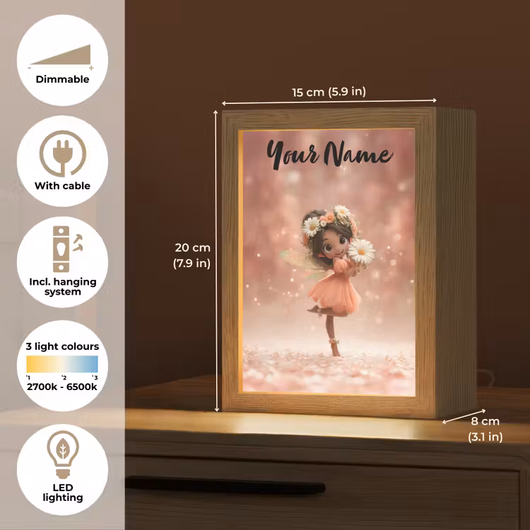 Bloemenfee - Roze - Meisje Light Box met kabel (Kinderlampje) klein -USP_EN
