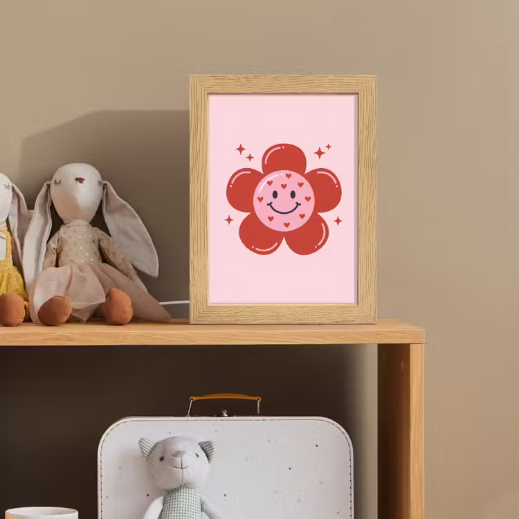 Bloem - Roze - Hartjes Light Box met kabel (Kinderlampje) klein -sfeer2_kind