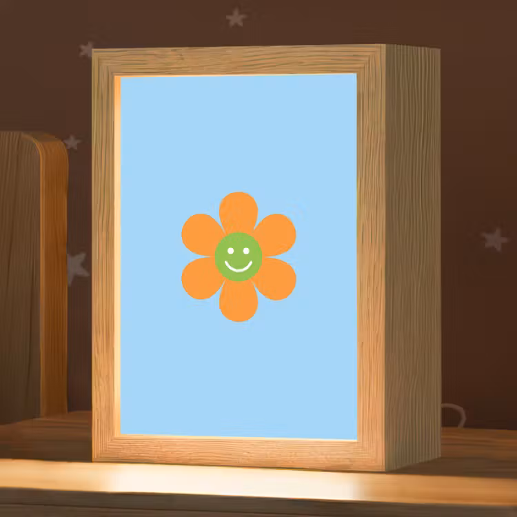 Bloem - Smiley - Kleurrijk Light Box met kabel (Kinderlampje) klein -zzz_3d_website