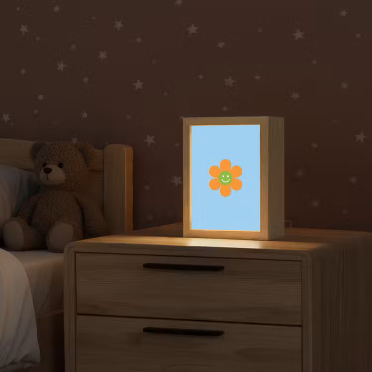 Bloem - Smiley - Kleurrijk Light Box met kabel (Kinderlampje) klein -sfeer1_kind