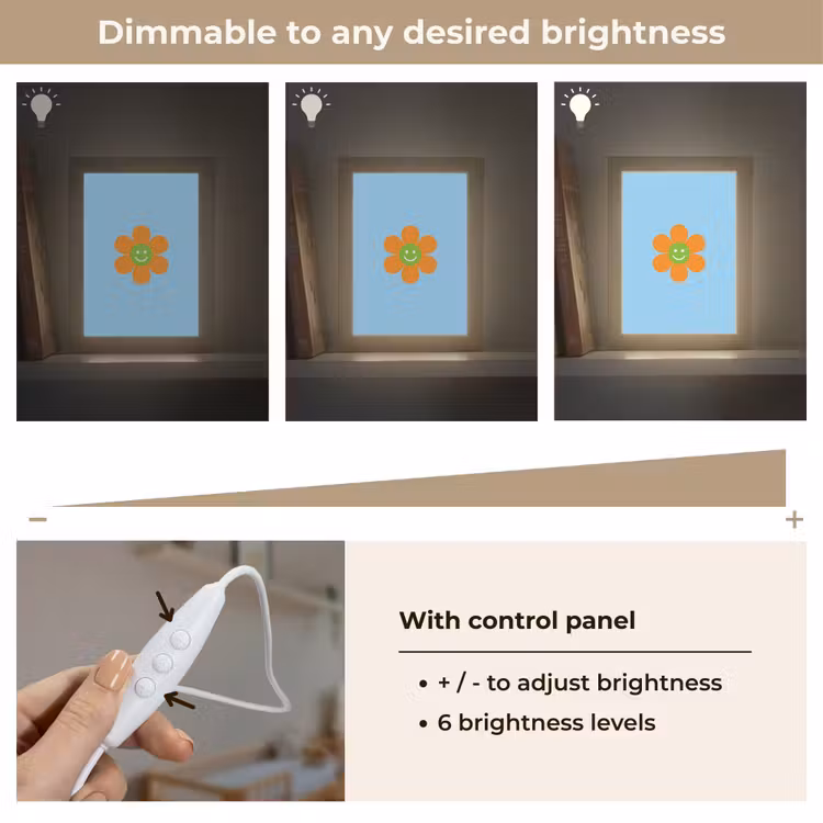 Bloem - Smiley - Kleurrijk Light Box met kabel (Kinderlampje) klein -USP_dimbaarEN