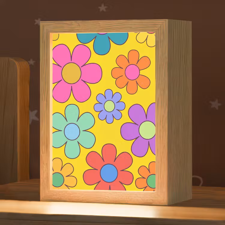Bloemen - Illustratie - Kleurrijk Light Box met kabel (Kinderlampje) klein -zzz_3d_website