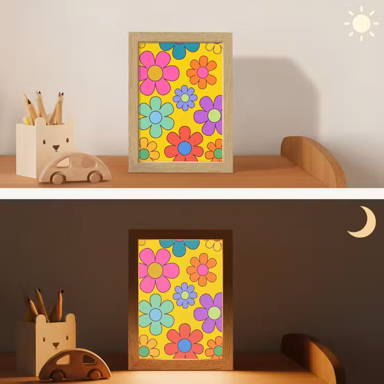 Bloemen - Illustratie - Kleurrijk Light Box met kabel (Kinderlampje) klein -sfeer3_kind