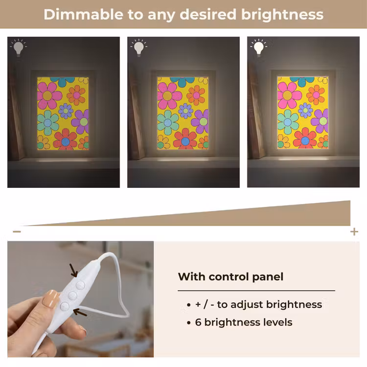 Bloemen - Illustratie - Kleurrijk Light Box met kabel (Kinderlampje) klein -USP_dimbaarEN