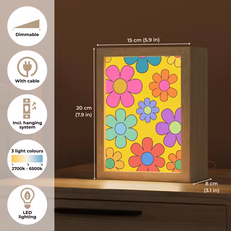 Bloemen - Illustratie - Kleurrijk Light Box met kabel (Kinderlampje) klein -USP_EN