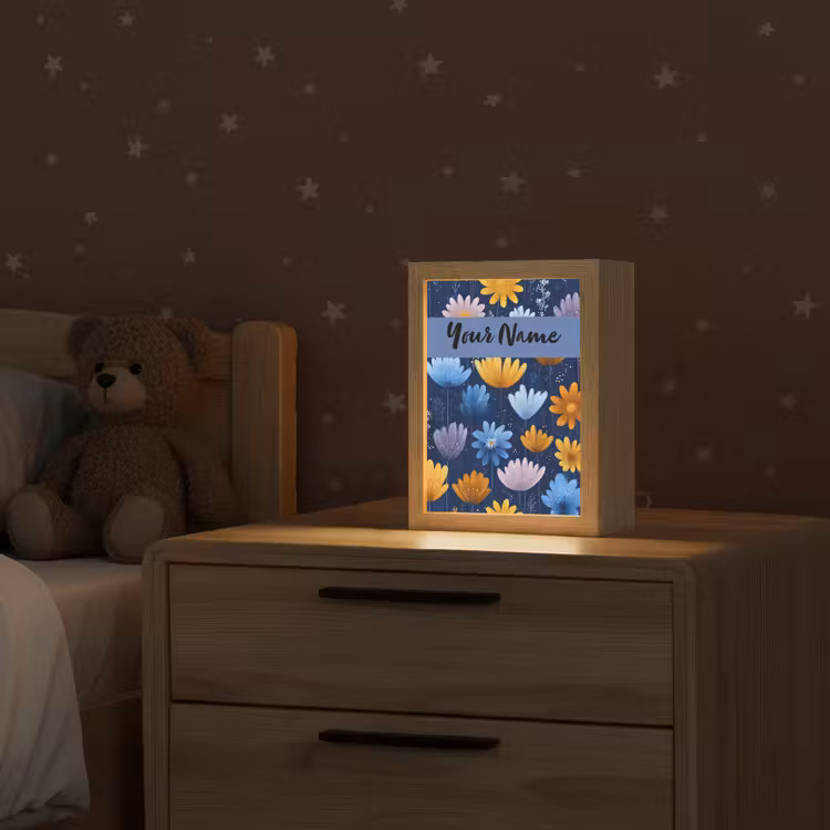 Bloemen - Patroon - Blauw Light Box met kabel (Kinderlampje) klein -sfeer1_kind
